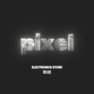 Black White Simple Modern Neon Griddy Bold Technology Pixel Electronics Store Logo
